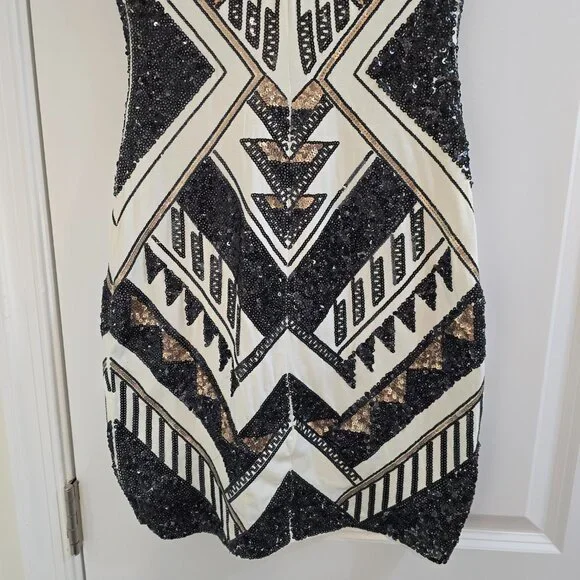 Express Geometric Sequin Bodycon Dress - Aztec, Gatsby, 20's, Holiday Party - Picture 9 of 11